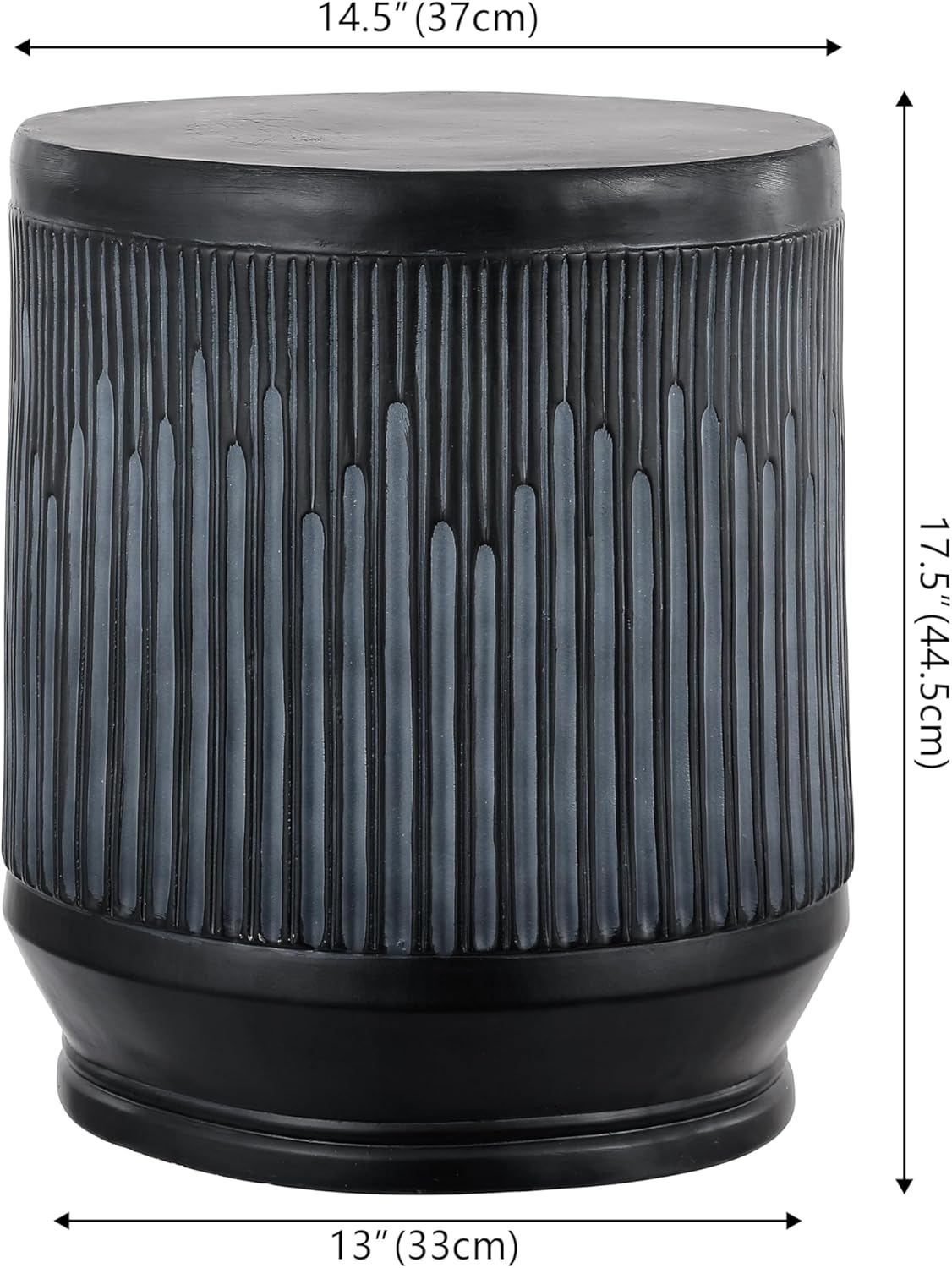 JONATHAN Y TBL1103C Kline 17.5" Mid-Century Modern Brutalist Indoor/Outdoor Accent Table Art Deco, Minimalist, Contemporary, Patio, Garden, Bathroom, Living Room, Wash Black