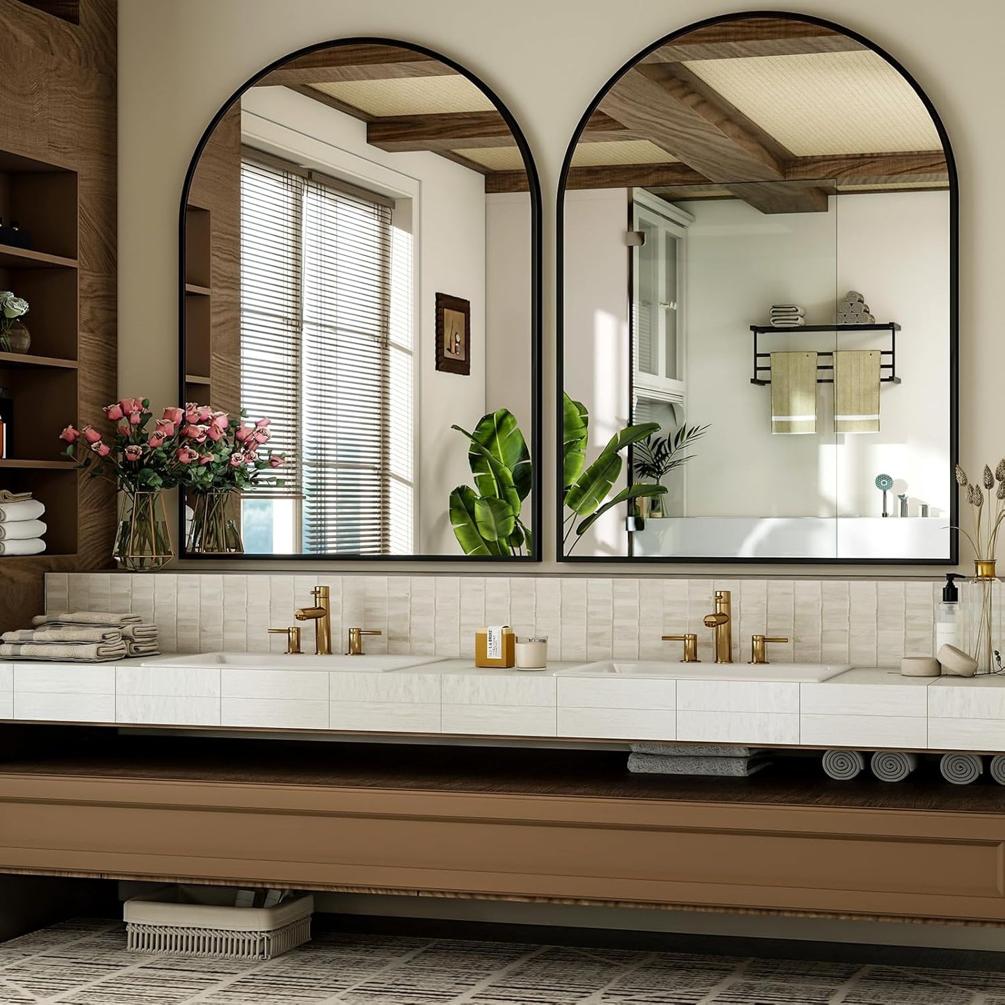 Arch Bathroom Mirror, 36x48 Inch - Wall Mounted Vanity Mirror with Aluminum Alloy Frame - Ideal for Living Room, Bedroom, Bathroom, and Entryway, Hanging or Leaning, Black