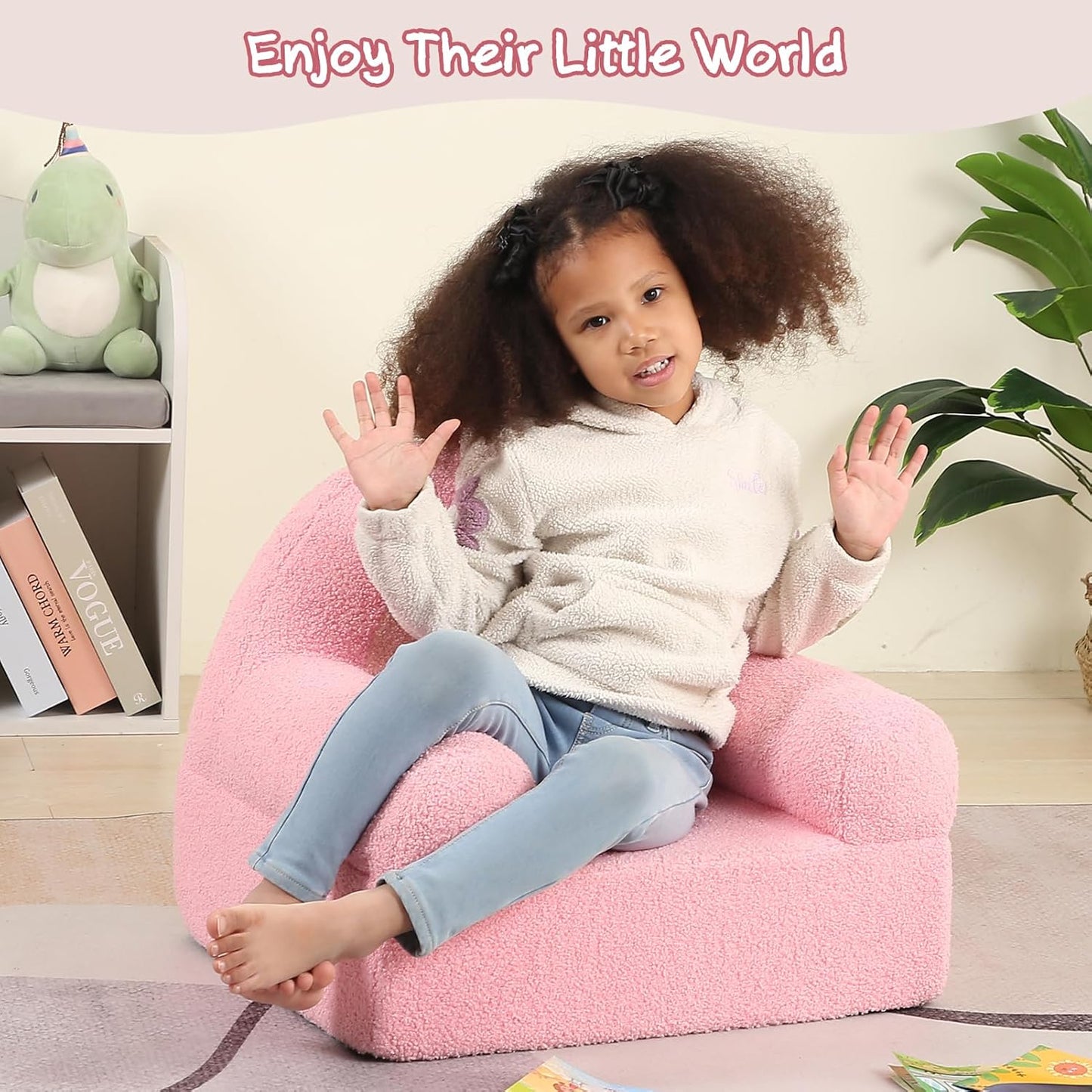 Comfy Toddler Chair, Kids Rainbow Couch for Boys and Girls, Pink Rainbow