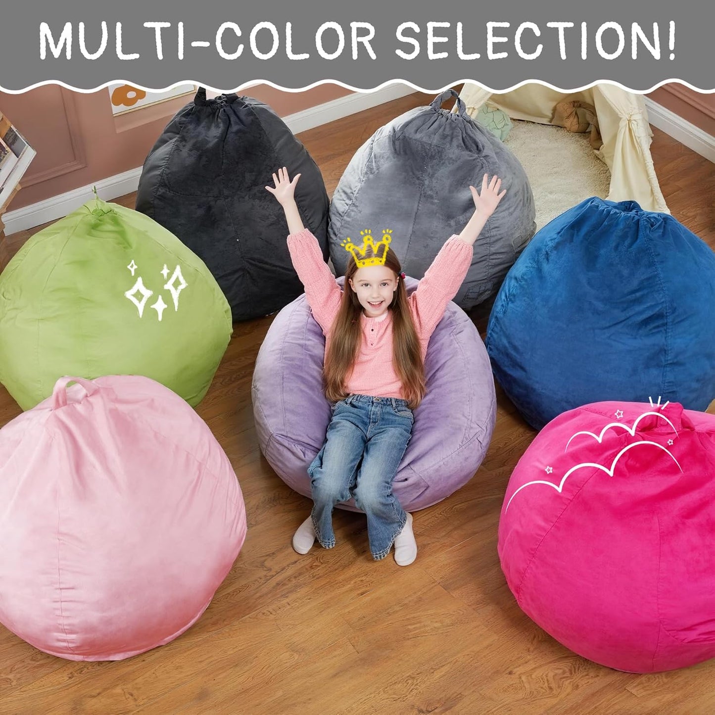 2FT Bean Bag Chair with Ultra Soft Velvet Cover Bean Bag Sofa with Memory Foam Bean Bag Chairs with Large Size Lazy Sofa for Dorm Office Living Room Bedroom Grey 2'