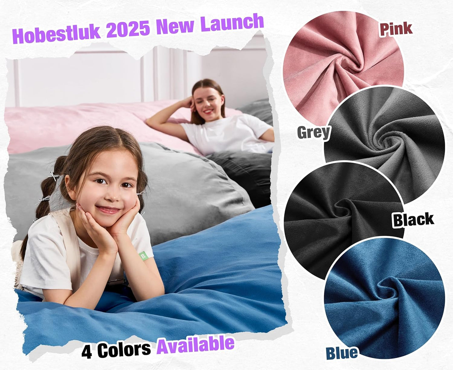 Hobestluk 5FT Bean Bag Chair Large Beanbag Lounger with Removable Cover Adult Bean Bag Chair with Portable Handle Desgin for Living Room Bedroom (Black, 5FT)