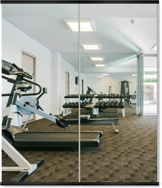 Delma Large Full Body Mirror for Yoga, Frameless Wall-Mounted Glass Panel (60"x25"-Black) 2PCS for Home, Garage, Bedroom & Bathroom