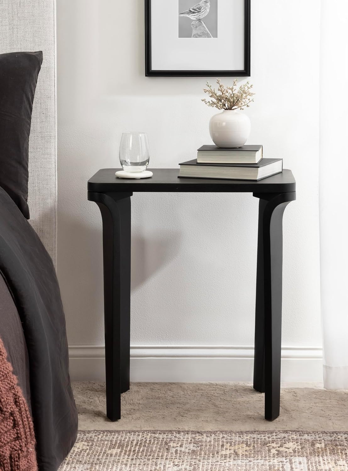 Kate and Laurel Escalon Modern Rectangle Wood Side Table, 22 x 14 x 26, Black, Transitional Decorative End Table for Use as a Bedroom Nightstand or Living Room Accent Table