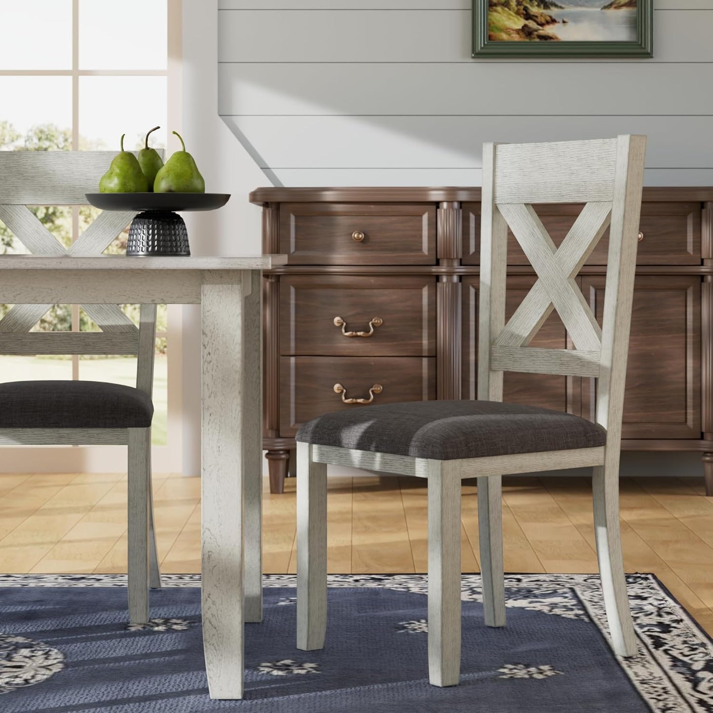 Solid Wood Dining Chair Set of 2, Part of Dining Table Set, Mix and Match Table, Chair Sold Separately for Dining Room, Kitchen, Grey