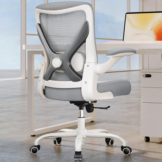 Ergonomic Office Chair - X-Shaped Computer Desk Chair Comfy, Gaming Chair, Office Chair with Lumbar Support, Mesh Office Chairs, Desk Chair for Long Hours(White Ash)