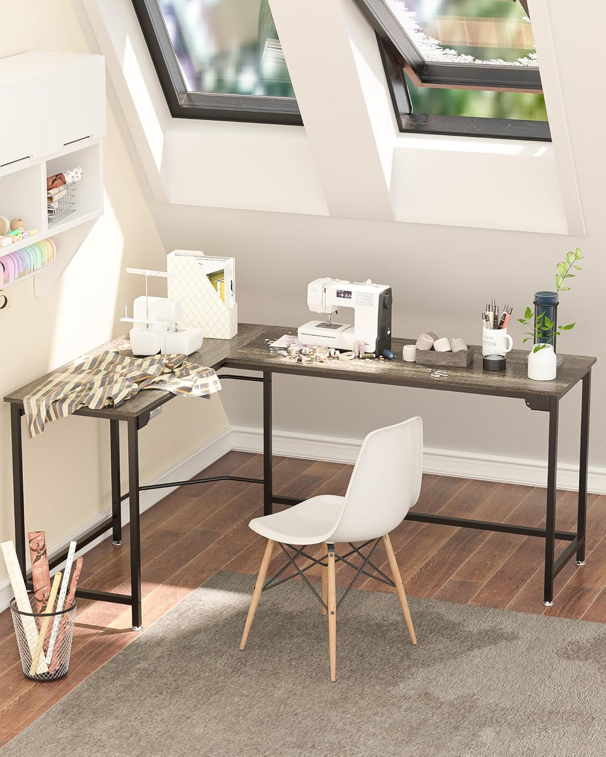 Teraves Modern L Shaped Gaming Desk 66'' Corner Computer Desk for Home Office Gaming Table Study Writing Workstation for Small Space, Easy to Assemble