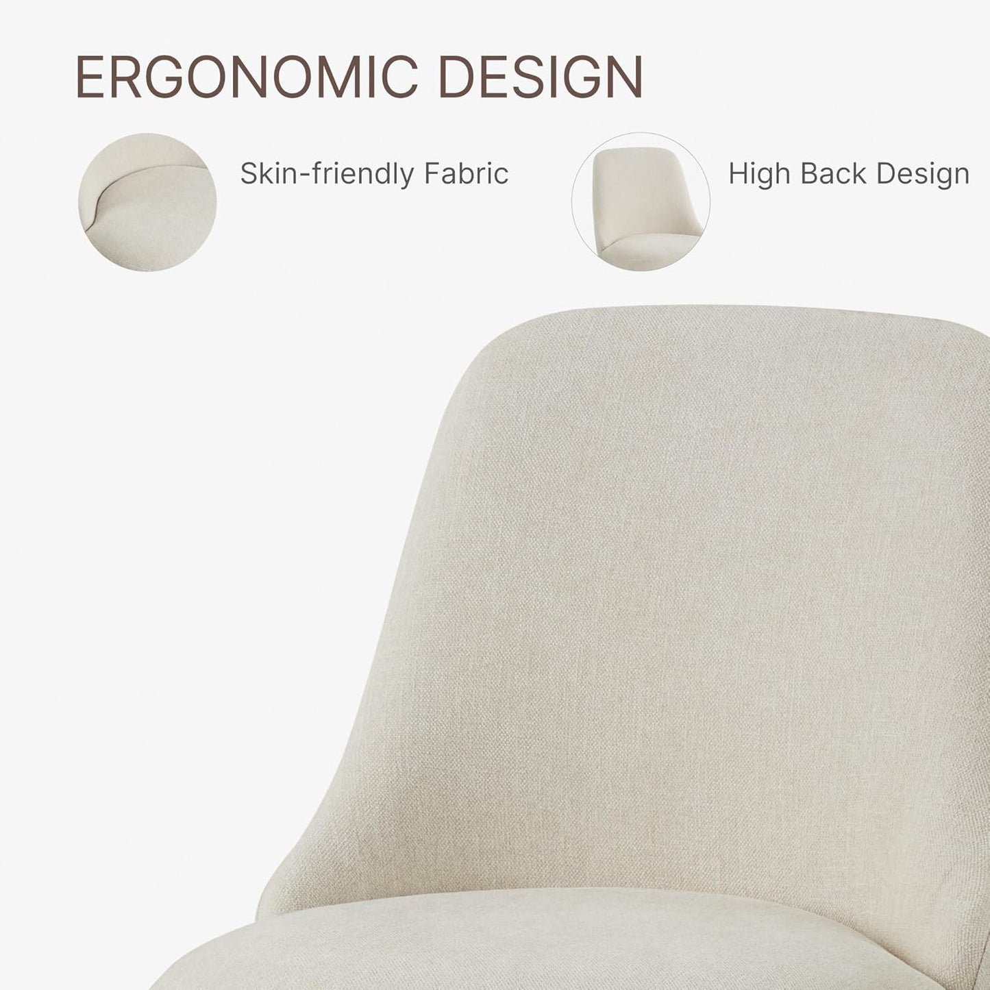 Swivel Dining Chair Mid Century Modern DeskChair High Back Upholstered Linen Fabric SideChair for Kitchen Diningroom Bedroom,Linen,1 Box