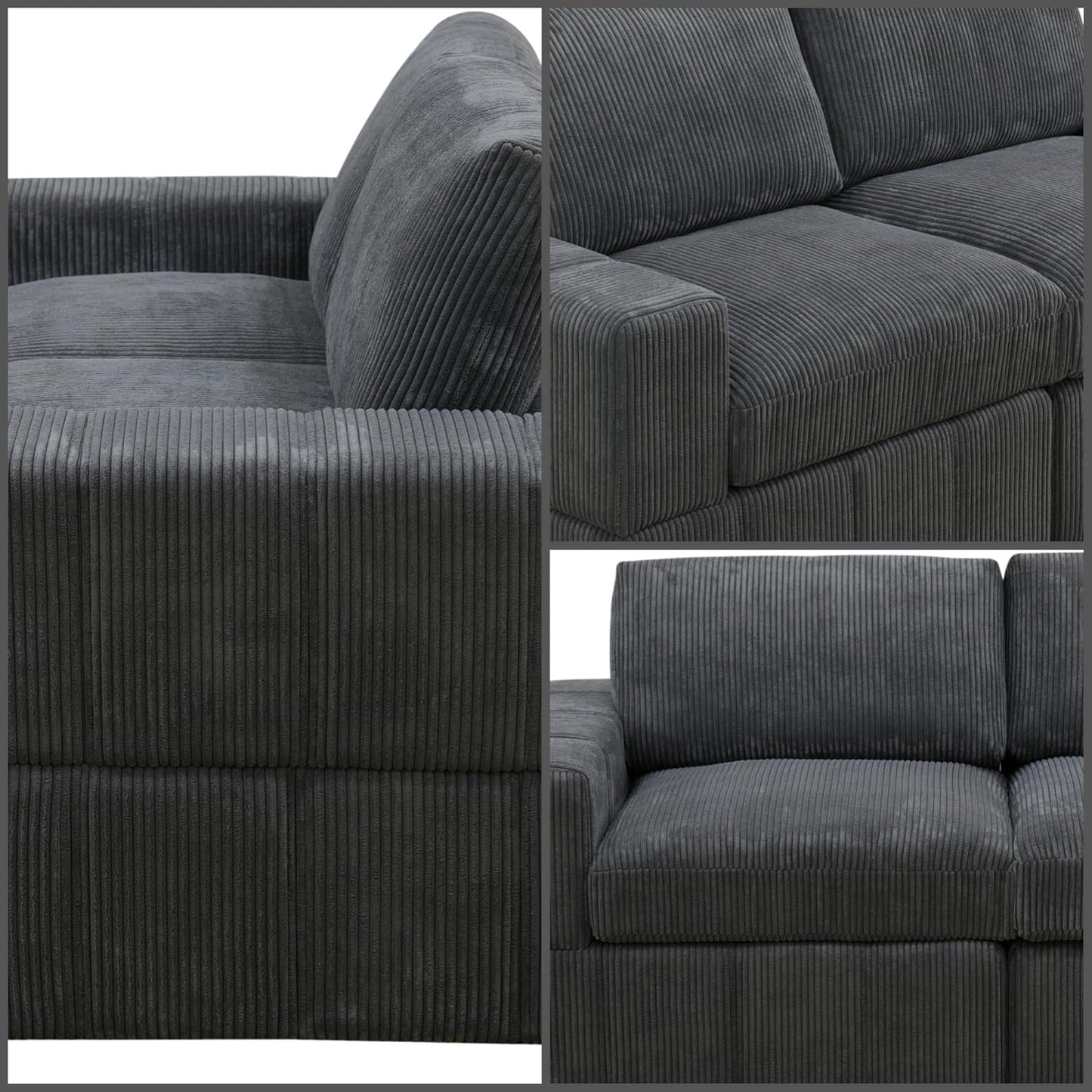 Sectional Couches for Living Room, Loveseat Sofa Comfy Cloud Couch with Deep Seats, Lounge Modern Living Room Furniture for Small Space, Dark Grey