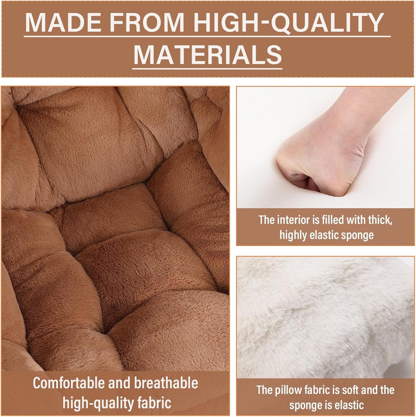 Lazy Chair with Ottoman, Comfy Reading Lounge Chair with Footstool & Throw Pillow Modern with Armrests & Side Pocket for Living Room, Bedroom, Dorm Room, Plush Brown