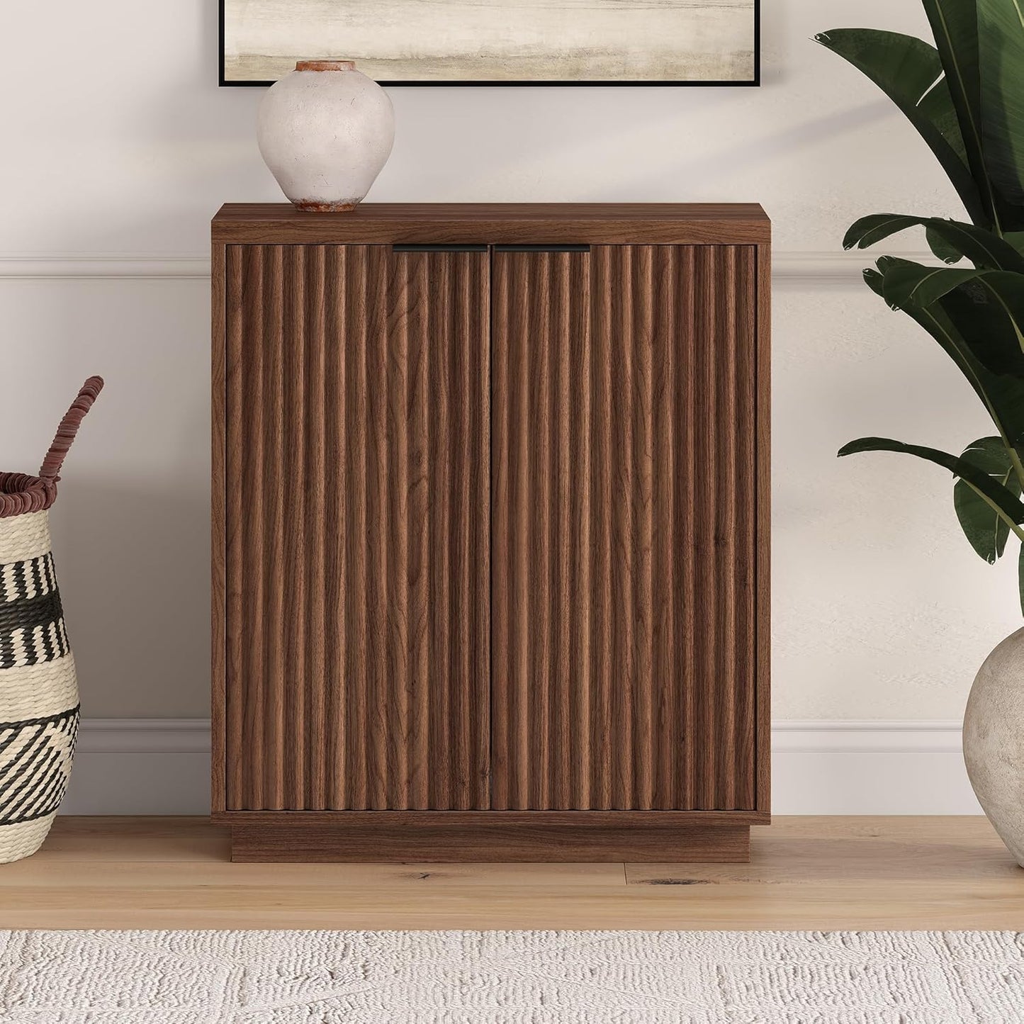 Henn&Hart 28" Wide Rectangular Accent Cabinet in Satin Walnut, for Home, Living Room, Bedroom, Entertainment Room, Office