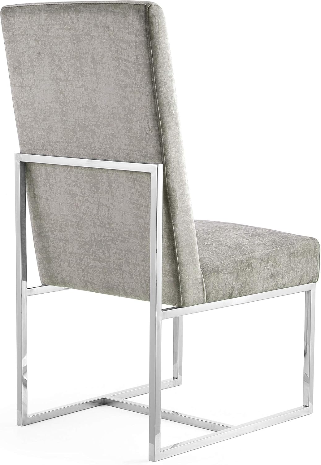 Manhattan Comfort Element Modern Velvet Dining Chairs, High Density Foam, Chrome Finish Stainless Steel Frame, High-Back, Fully Assembled Industrial Chic Accent Furniture, Set of 1, Steel