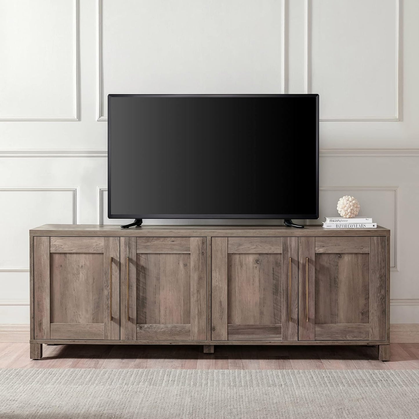Henn&Hart Rectangular TV Stand for TV's up to 80" in Gray Oak, TV Stands for the Living Room