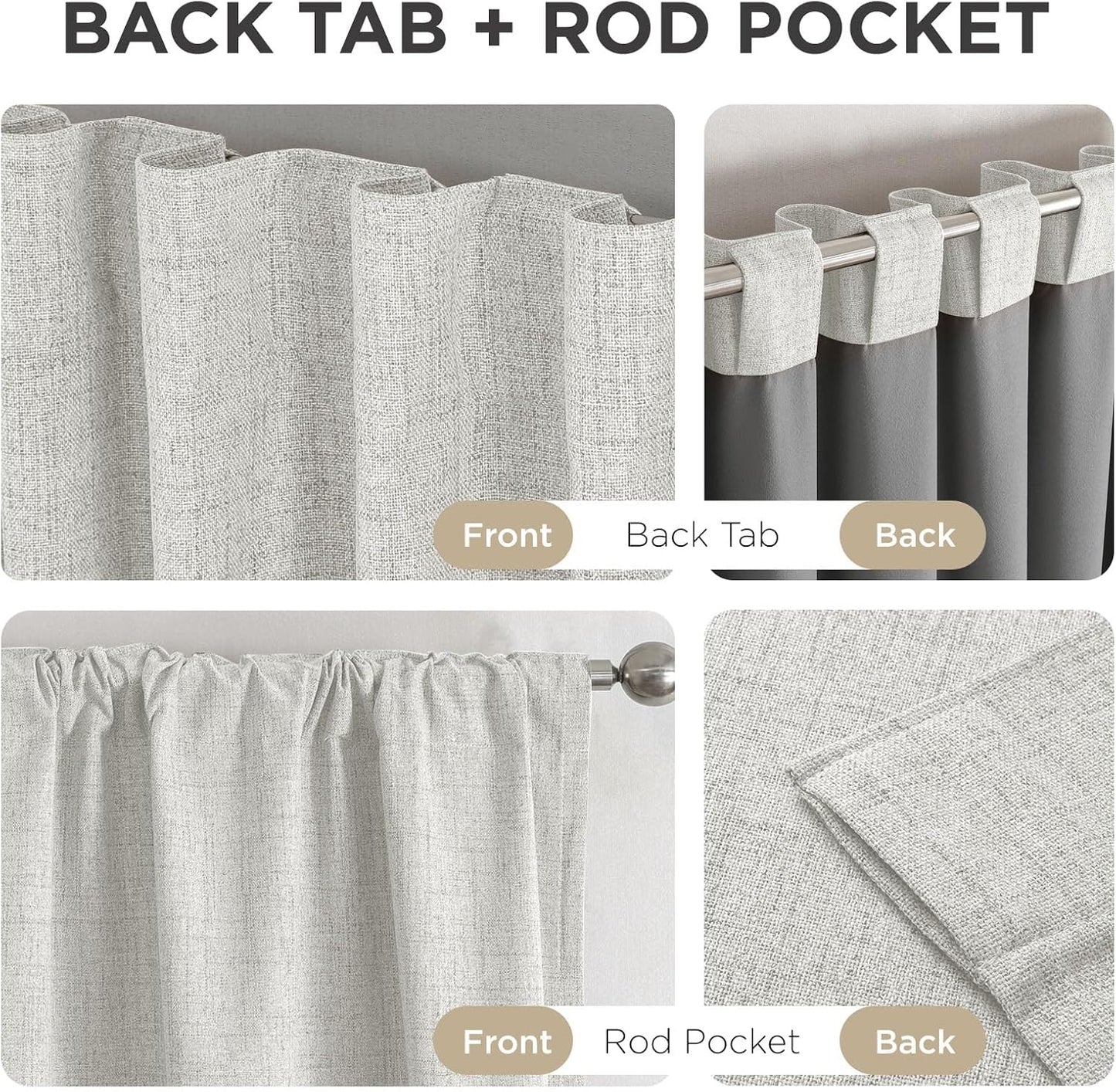 Joydeco Blackout Curtains for Bedroom - 100% Light Blocking 2 Panels Set White Drapes 66" W x 90" L, Thermal Insulated Room Darkening Curtains, Linen Textured for Living Room, Rod Pocket & Back Tabs