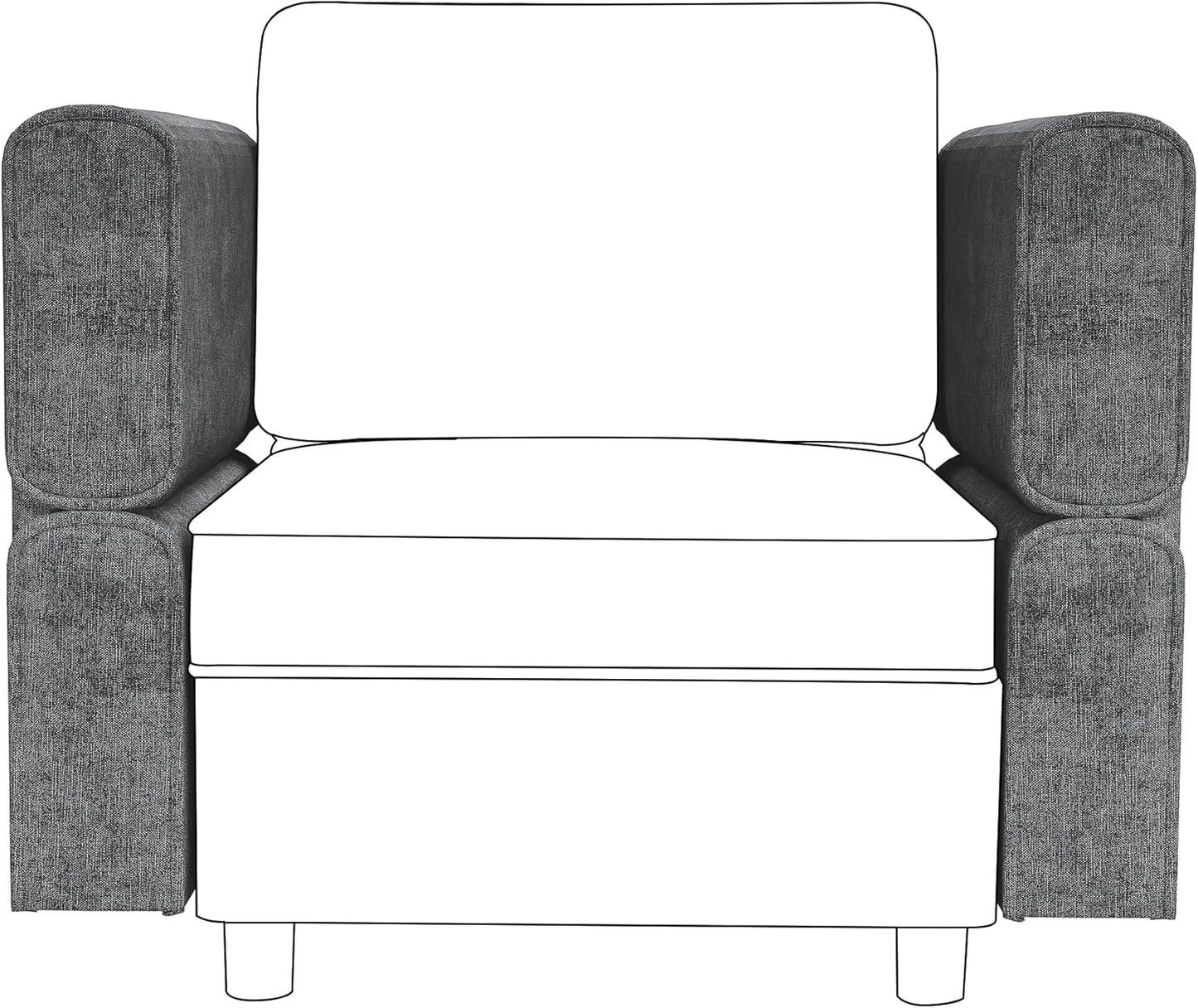 GAOMON Chenille Armrest Module for Modular Sectional Sofa, 90°-180° Adjustable Sofa Armrest, A Pair of Couch Armrests for Sectional Sleeper Sofa, Gray