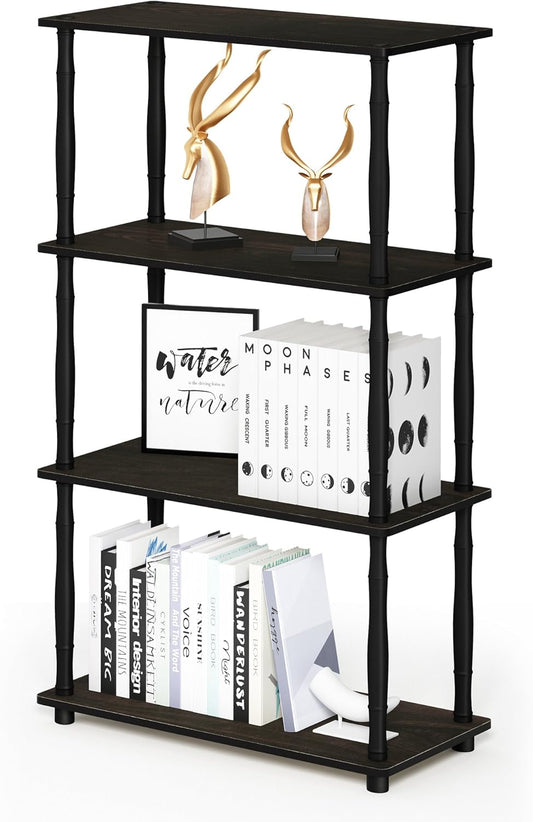 Furinno Turn-N-Tube 4-Tier Multipurpose Shelf Display Rack, Classic Tubes, Espresso/Black