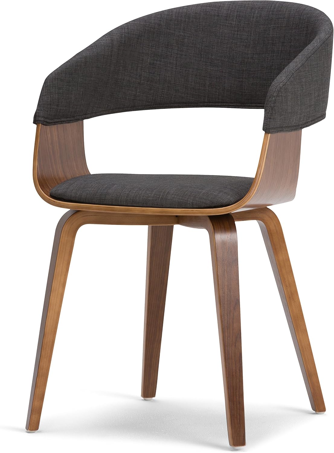 SIMPLIHOME Lowell Dining Chairs - Upholstered Walnut Finish Bentwood Frame and Linen-Style Fabric Kitchen Chair in Charcoal Grey, Modern Dining Room Seating with Curved Back and Padded Seat