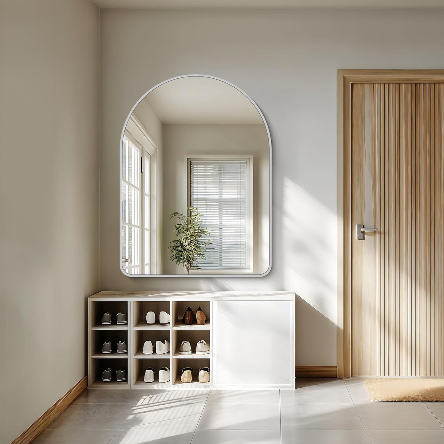 FORBATH Large Arched Wall Mirror 48x36 Inch, Silver Arch Bathroom Mirror with Aluminum Frame, Arched Mirror for Dresser, Fireplace,Entryway,Home Decor,Hanging or Leaning Against Wall