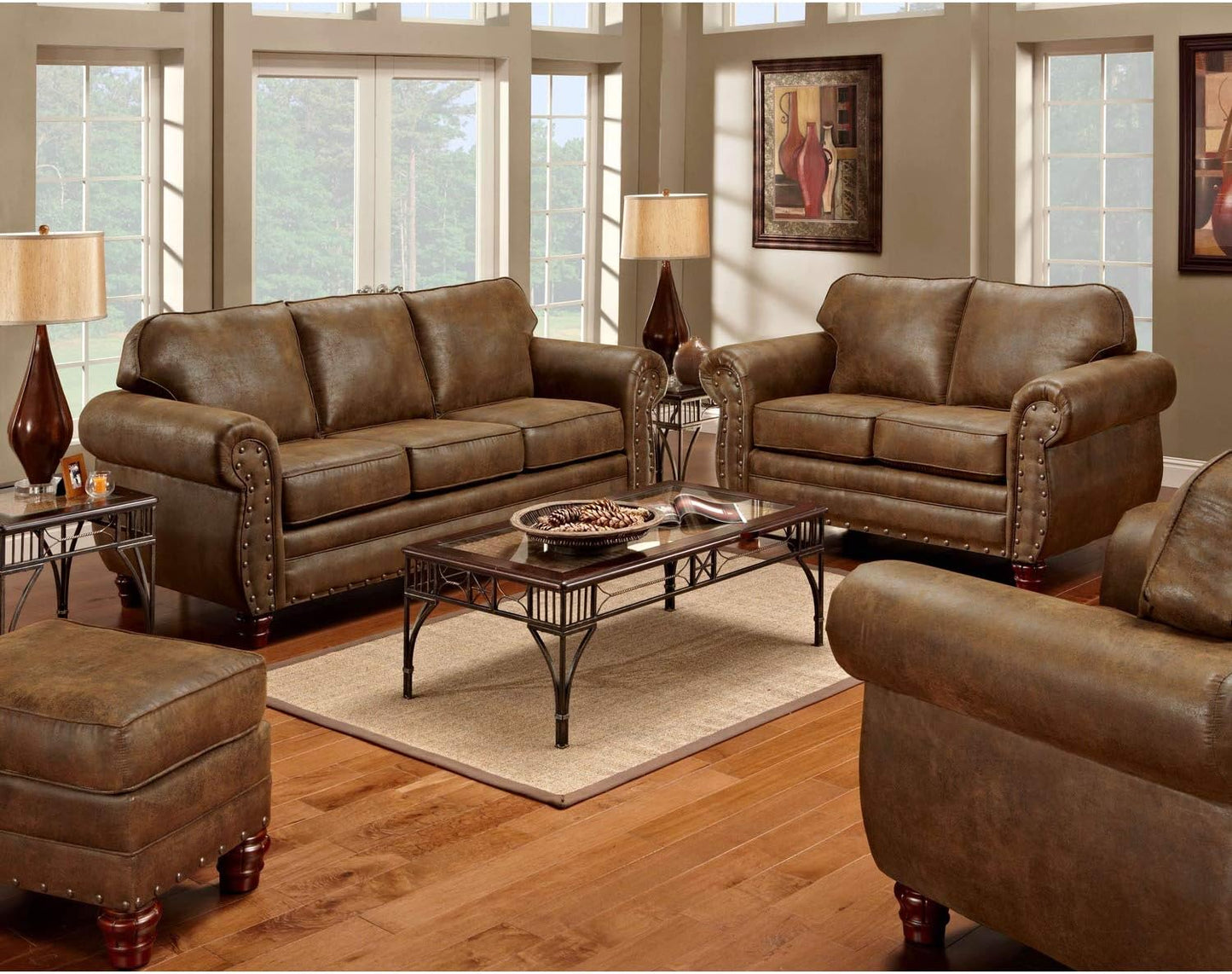 American Furniture Classics Sedona 4-Piece Microfiber Sofa Set in Brown