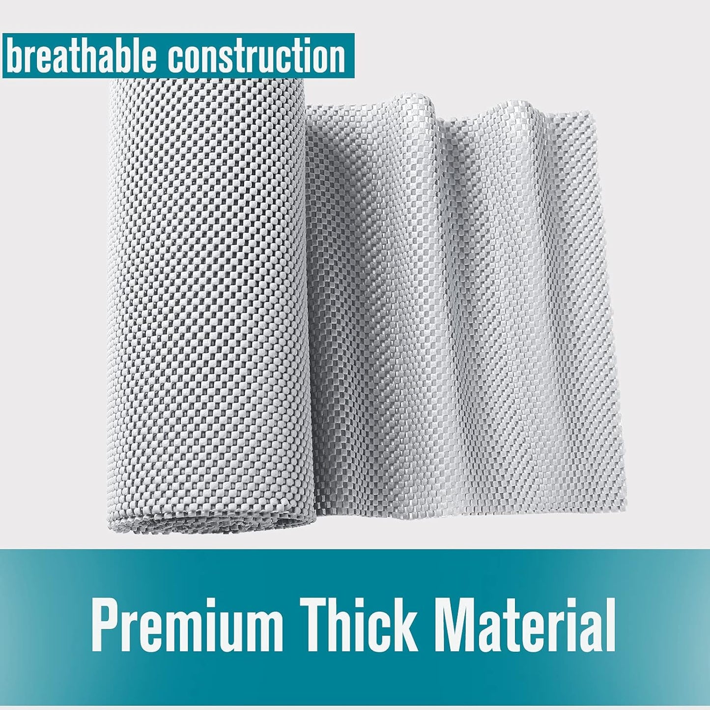 Shelf and Drawer Liner, Non-Adhesive Non Slip and Grip Durable Clean Pad Full Size 17.7 Inches x 20 Feet for Drawers, Shelves, Cabinets, Storage, Kitchen, Desks, Kitchenware, Tableware, Light Gray