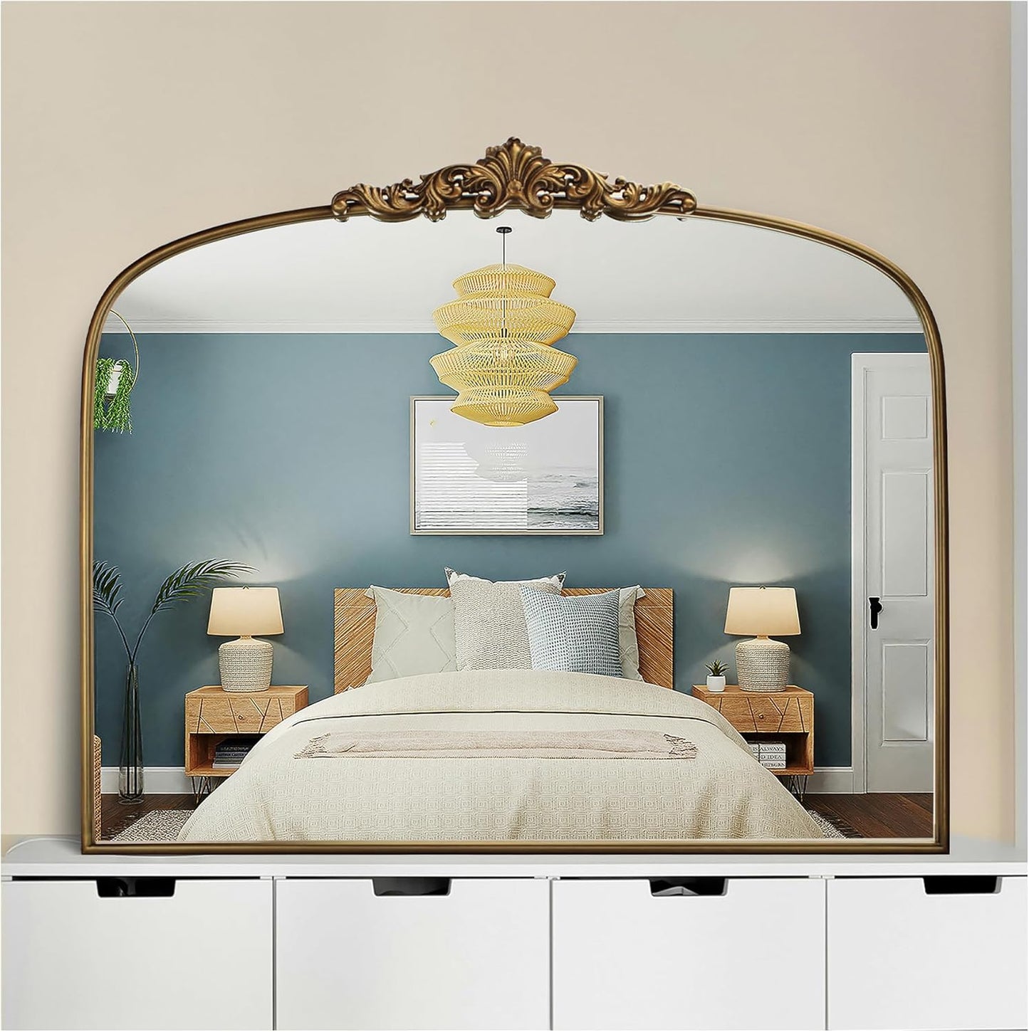 36"X30" Vintage Gold Mirror Baroque Mirror for Wall,Ornate Mirror with Metal Frame,Decorative Mirrors for Living Room,Entryway,Bathroom,and Bedroom