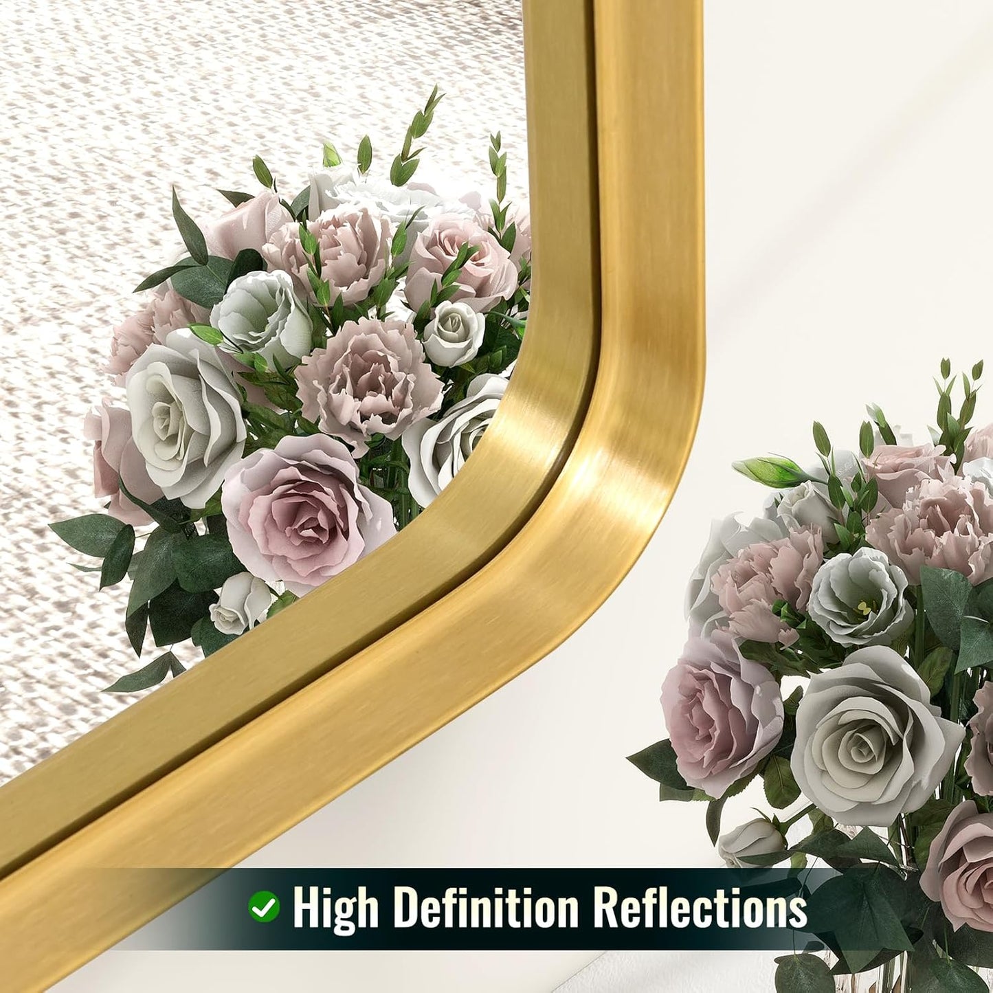 30 x 40 Inch Gold Bathroom Mirror for Wall,Aluminum Alloy Frame Rectangular Wall Mounted Mirror for Farmhouse Decor Horizontal or Vertical Ideal for Bedroom, Living Room