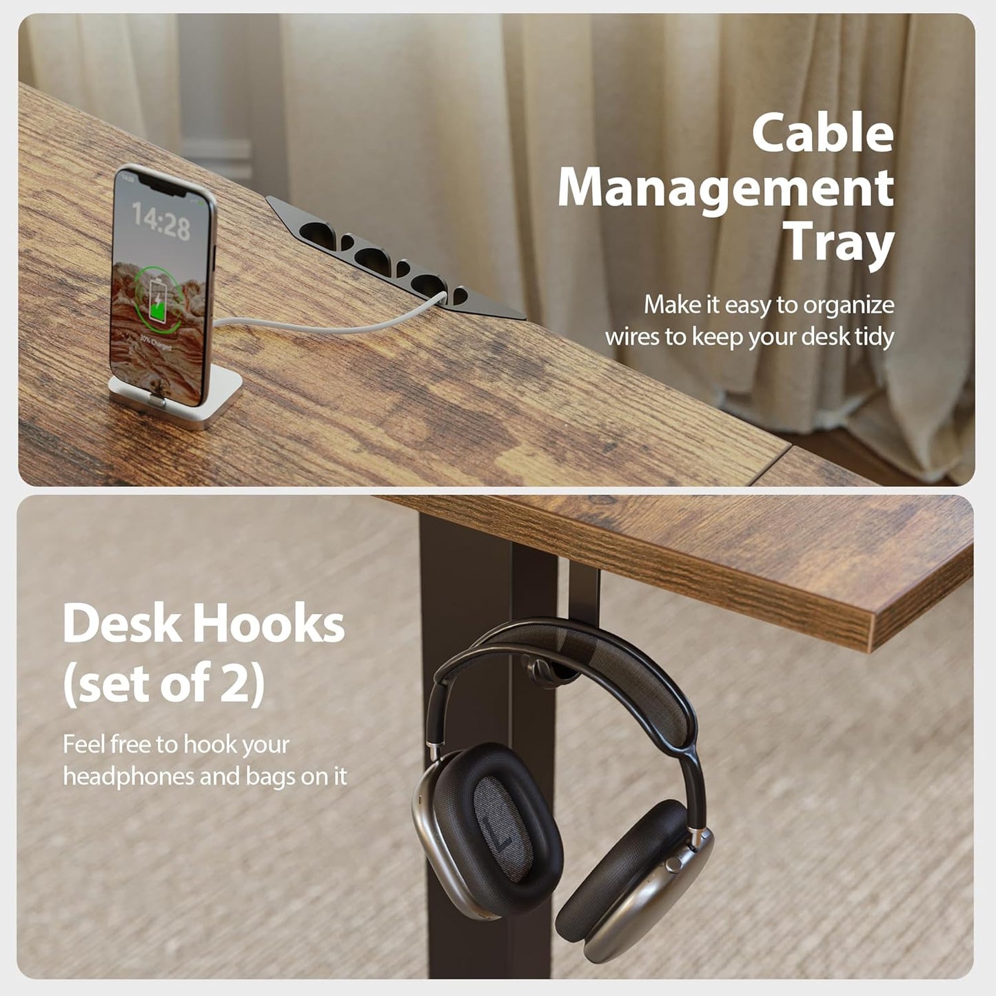 Agilestic 59 Inch L Shaped Standing Desk Adjustable Height, Electric Corner Standing Desk, Sit Stand Computer Table with Splice Board, Rustic Brown