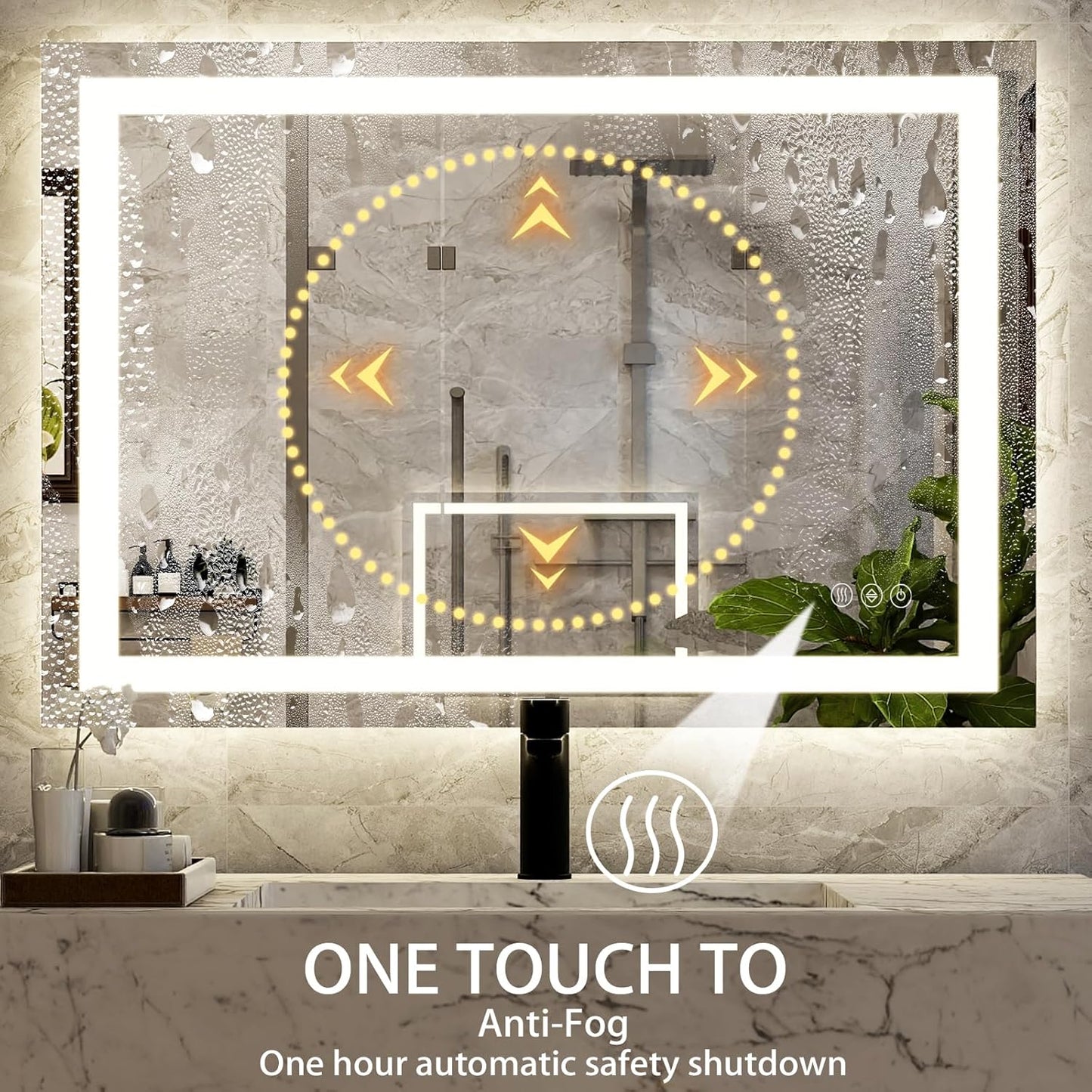 30'' x 40'' LED Bathroom Mirror with Lights, Wall Mirror with Front and Backlight, 3 Colors Vanity Mirror with Lights, Anti-Fog Wall Mirror for Bathroom