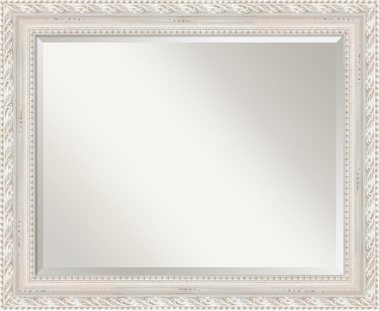 Amanti Art White Bathroom Mirror for Over Sink, 28x34 Opera Off White Rectangle Vanity Mirror, Large Traditional Wood Frame, Hangs Horizonally and Vertically, Bathroom Wall Decor, Beveled Edge from WI