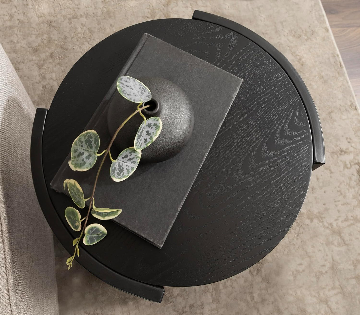 Kate and Laurel Urso Modern Tiered Round Side Table, 16 x 15 x 25, Black, Transitional Two-Tier Circle Living Room Table with Storage and Metal Mesh Construction