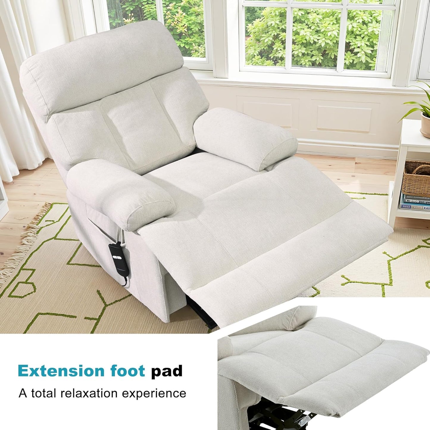 Recliner Chair Power Lift Massage Chair Full Body 23" Large Size Electric Recliner with Seniors, Home Theater Seating with Remote Control, Side Pocket, Spacious Seat, Light Gray