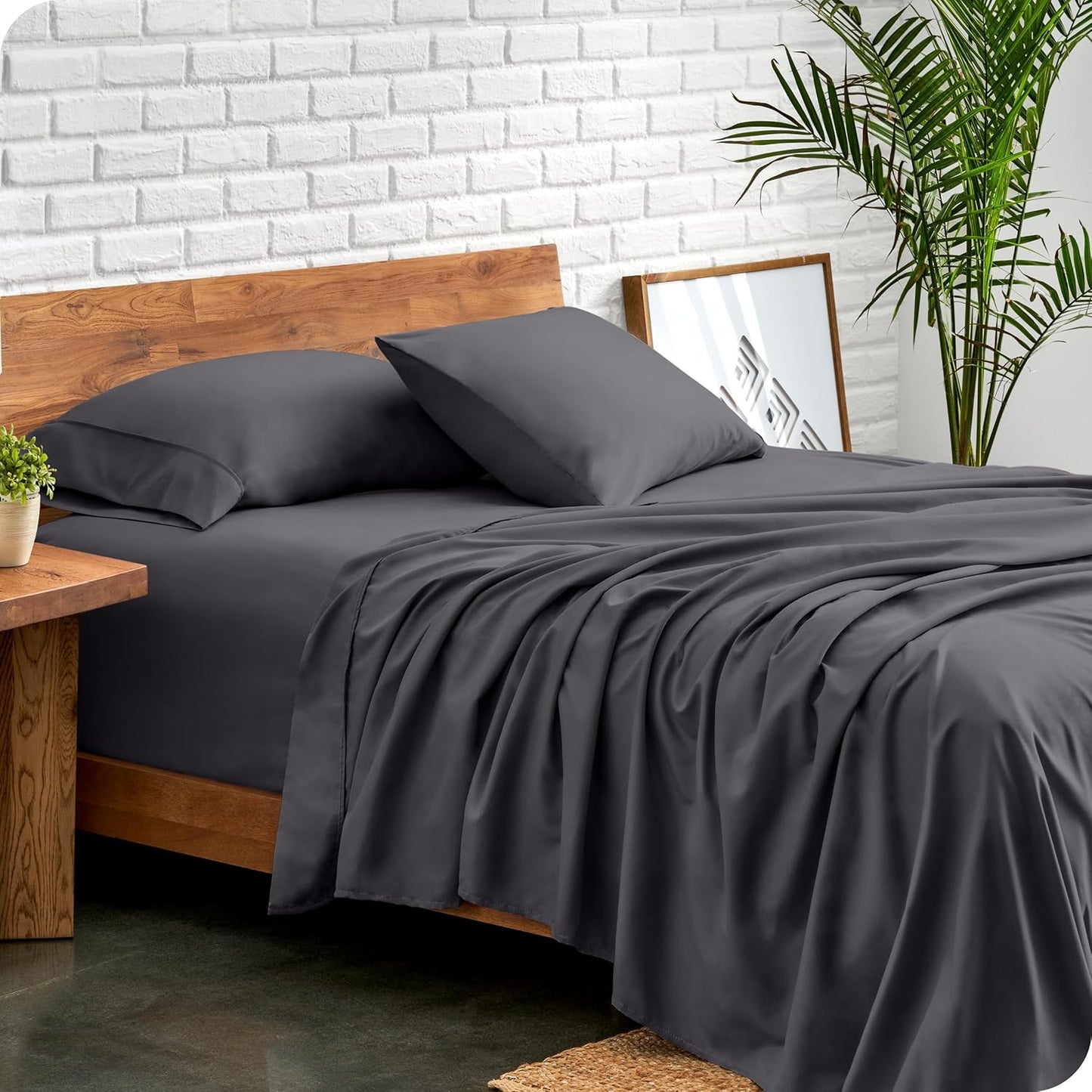 Bare Home Full Sheet Set - Luxury 1800 Ultra-Soft Microfiber Full Bed Sheets - Double Brushed - Deep Pockets - Easy Fit - 4 Piece Set - Bedding Sheets & Pillowcases (Full, Forged Iron Grey)