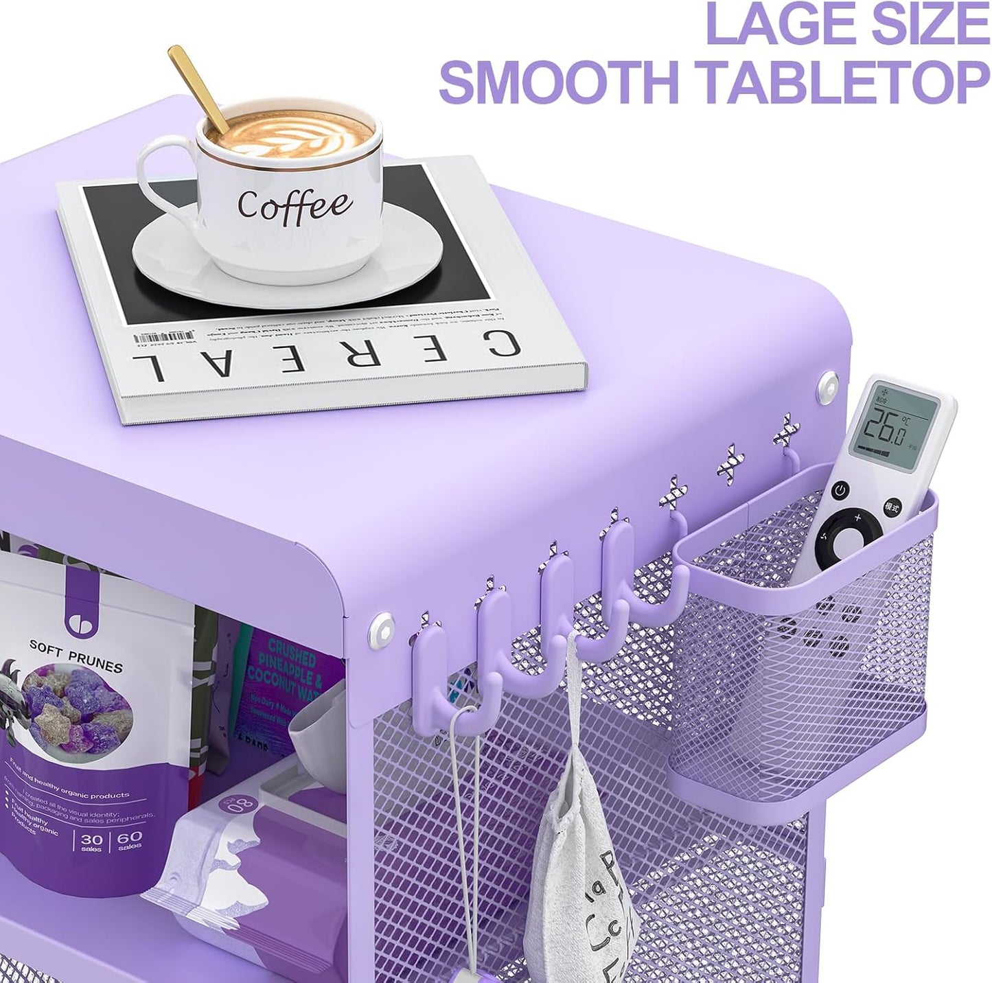 Kids Nightstand,Kids Bedside Table,Teen Girls Night Stand,Toddler Night Stand,End Table for Girls Room Storage,Purple Nightstand