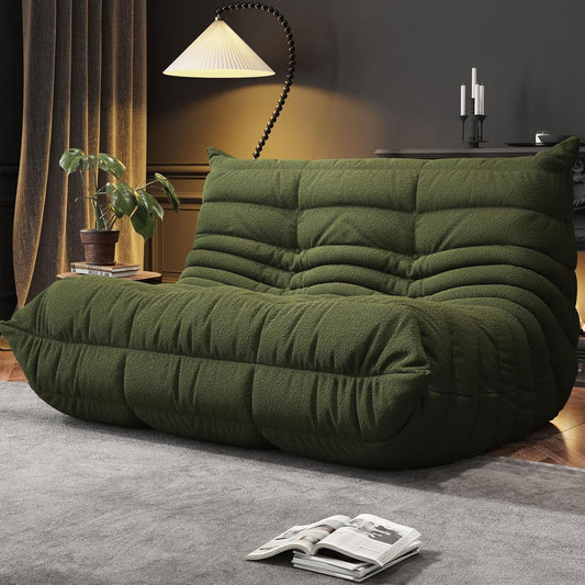 Bean Bag Chairs for Adults, Memory Foam Couch Loveseat Sofa Chair, Soft Teddy Material Cozy Comfy Reading Nook Chairs, Floor Chair for Living Room Bedroom Office(Green)