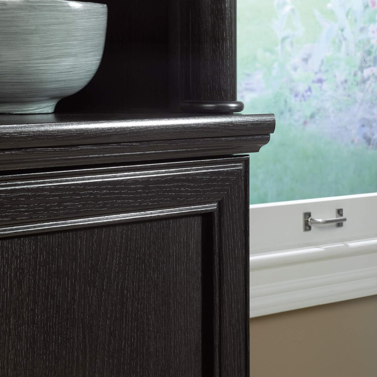 Sauder Palladia Library with Doors/Book Shelf, L: 29.37" x W: 13.90" x H: 71.85", Wind Oak