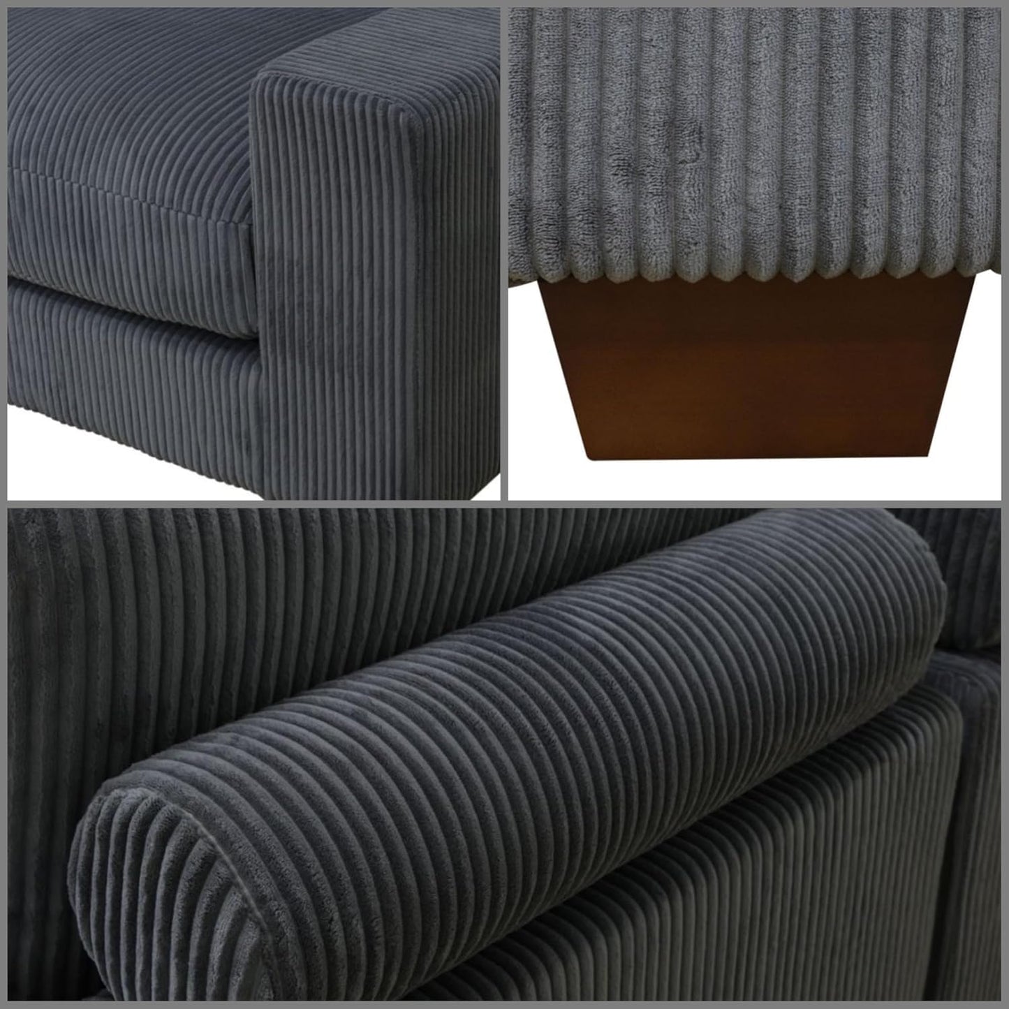 Sectional Couches for Living Room, Stylish Sectional Loveseat Sofa with Double Ottoman & Deep Seats, Living Room Furniture Home Sofa for Adults, Dove Gray