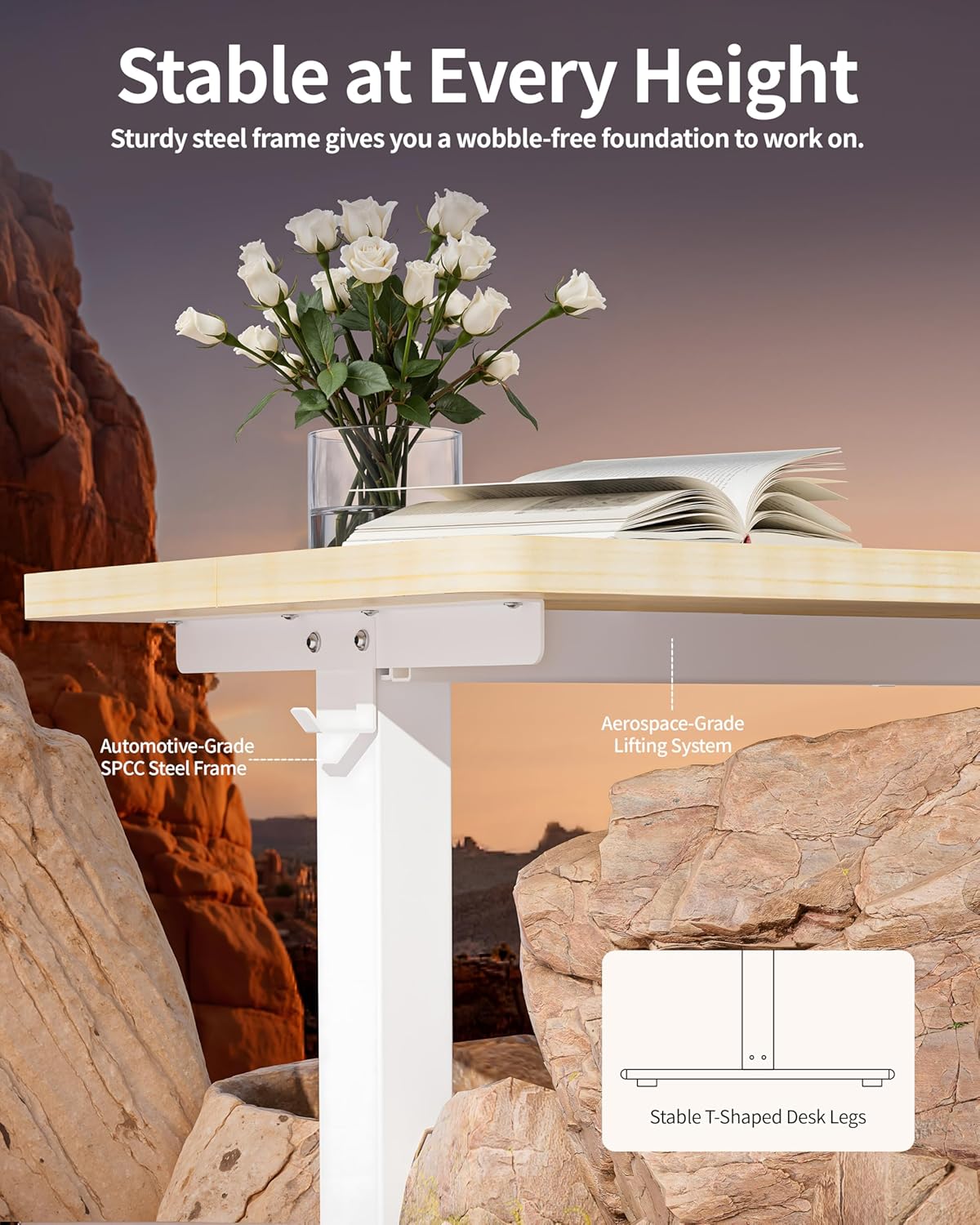 BIZUM Standing Desk Electric Adjustable Computer Desk-Stand up Desk Office Gaming Home Office Memory Desks 48x24 inches Maple