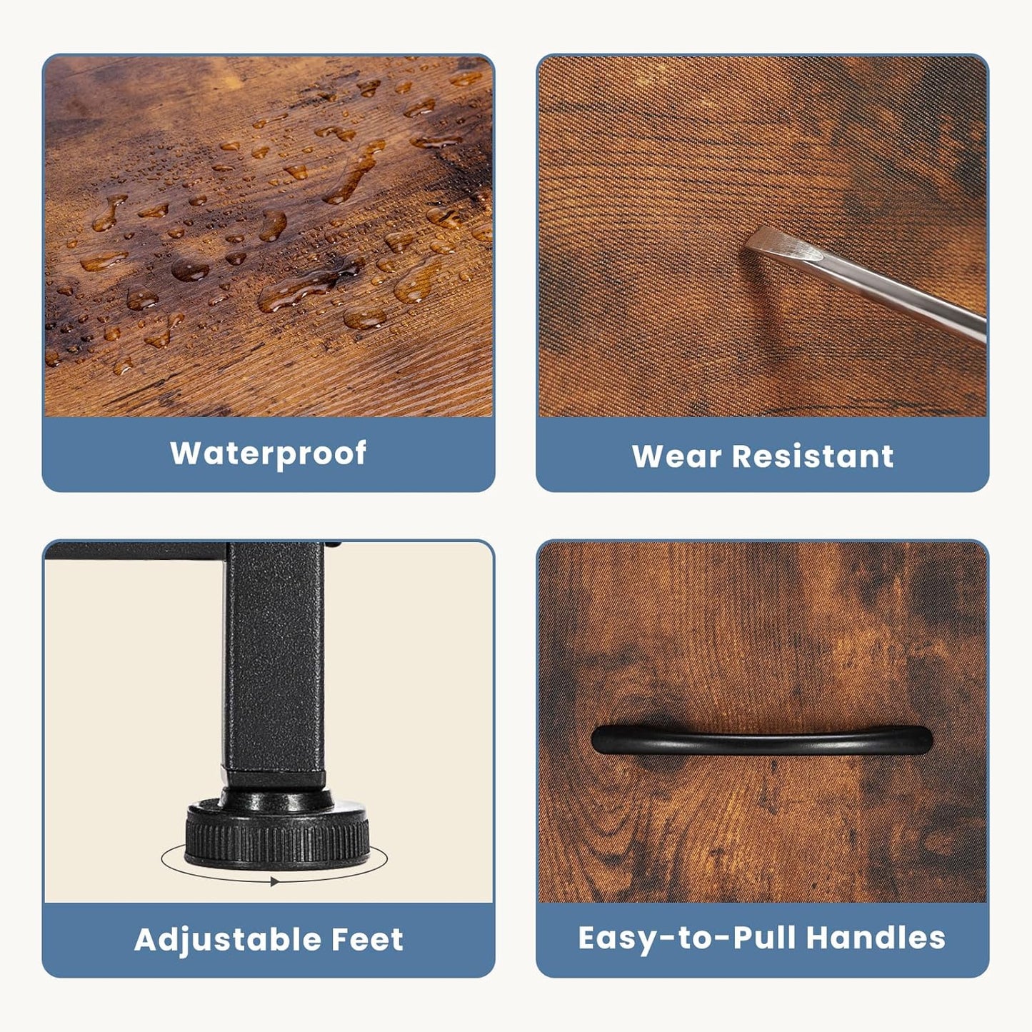 DUMOS Nightstand Small Dresser with 2 Fabric Drawers Side Bedroom End Table Kids Bedside Storage Furniture for 20 inch Tall Night Stand for Closet, Entryway, College Dorm, Rustic Brown