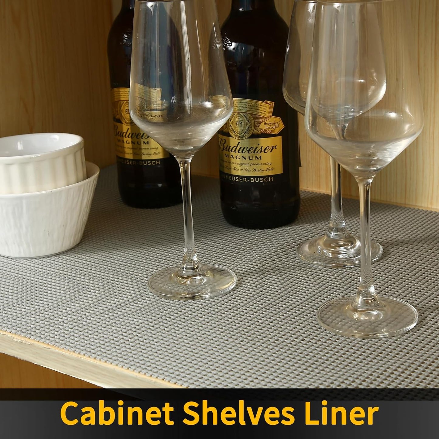 iwtmm Drawer Shelf and Cabinet Liners Non-Adhesive Extra Strong Grip - Keep Items in Place for Kitchen, Bathroom, Office & Wardrobe, Heavy Duty Anti-Slip Liners for Cabinets, Cupboards, Drawers