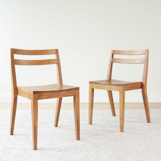 Grain & Grove Davie Dining Room Chairs Set of 2, Solid Wood Modern Kitchen Chair for Living Room, Kitchen, Pecan
