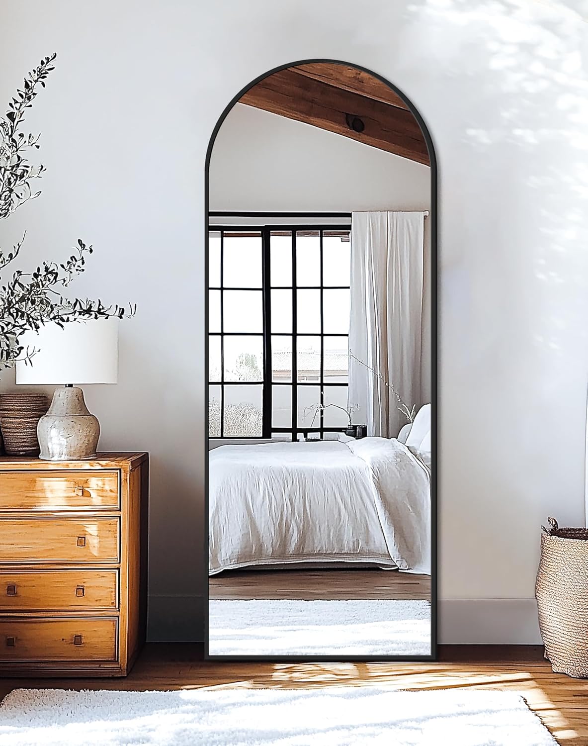 Arched Full Length Mirror, 56"x20" Gold Standing Body Mirror for Wall, with Aluminum Alloy Frame for Bedroom, Living Room, Dressing Room