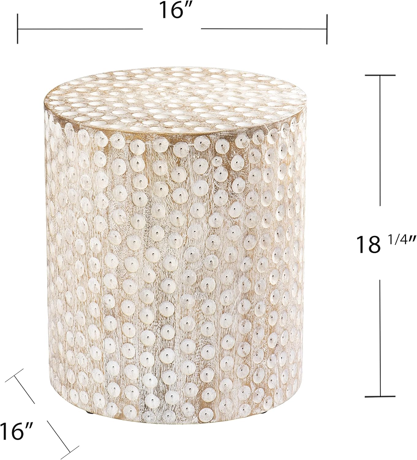 SEI Furniture Campti Round Accent Table, White
