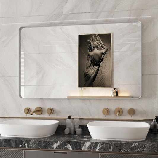 Siver Mirror for Bathroom Framed,Silver Bathroom Mirror 30x50,Wall-Mounted Mirrors,Bathroom Mirrors Pair,Bathroom Vanity Mirror,Espejo para baño