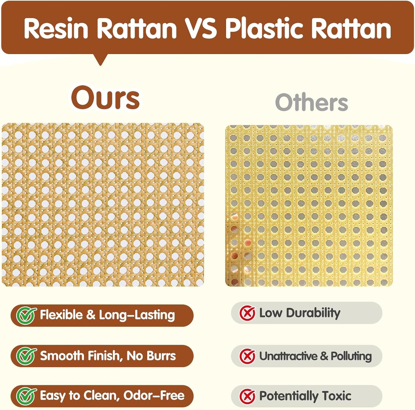 Rattan Dining Chair, Mid-Century Accent Armchair, Wicker Chair, Outdoor Bamboo Chair for Dining Room, Living Room, Bedroom, Kitchen, Walnut