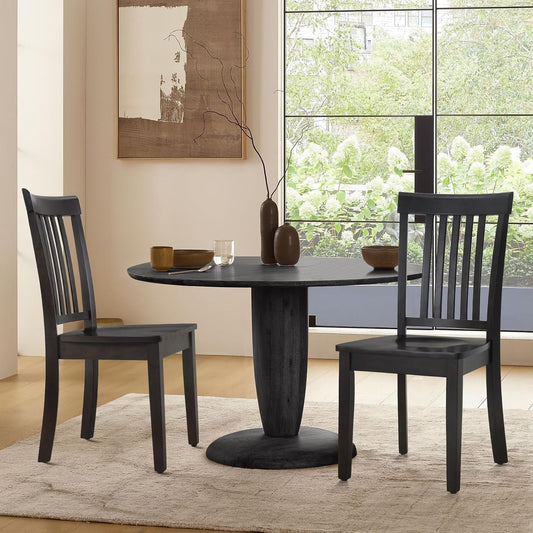 COLAMY Wooden Dining Room Chairs Set of 2, Spindle High Back Windsor Kitchen Side Chair, Farmhouse Dining Chairs for Kitchen, Dining Room, Dark Brown