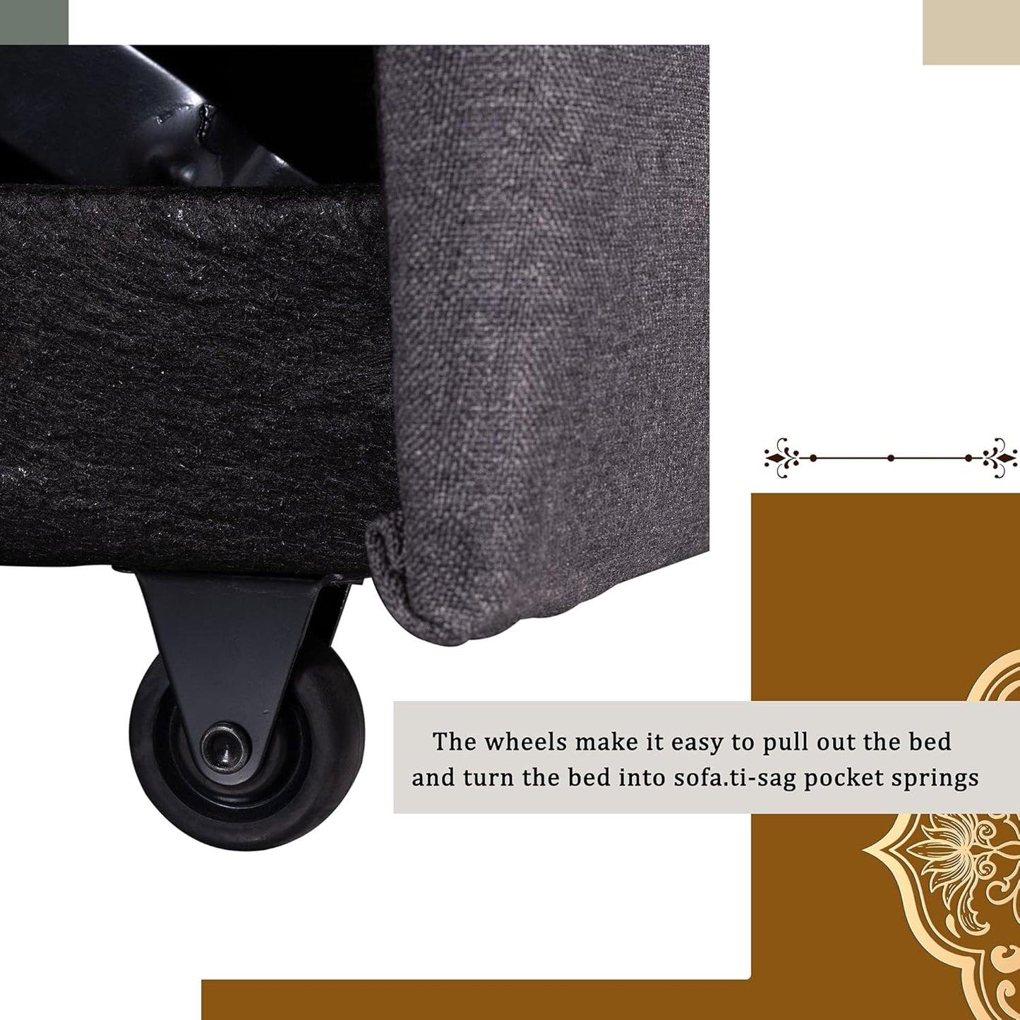 87.4 Inch L Shape Sleeper Sectional Sofa with Storage Chaise, Pull Out Bed and 2 Tossing Cushions, Upholstered Corner Couch for Living Room, Apartment, Home Furniture, Gray