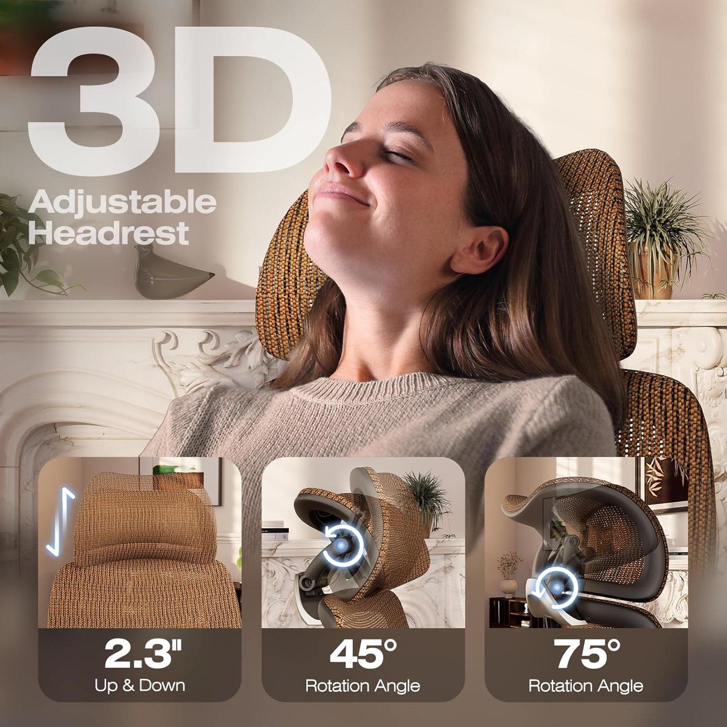 ELABEST X100 Ergonomic Office Chair with Footrest, Big and Tall Home Desk Chair with 5D Flip-Up Arms, Adjustable 3D Lumbar Support,High Back Rolling Computer Chair, Swivel Mesh Chairs