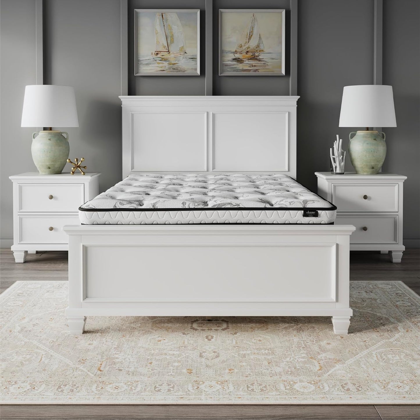 Signature Design by Ashley Full Size Chime 8 Inch Medium Firm Innerspring Mattress with Pressure Relief Quilt Foam, Fiberglass Free, Mattress In A Box