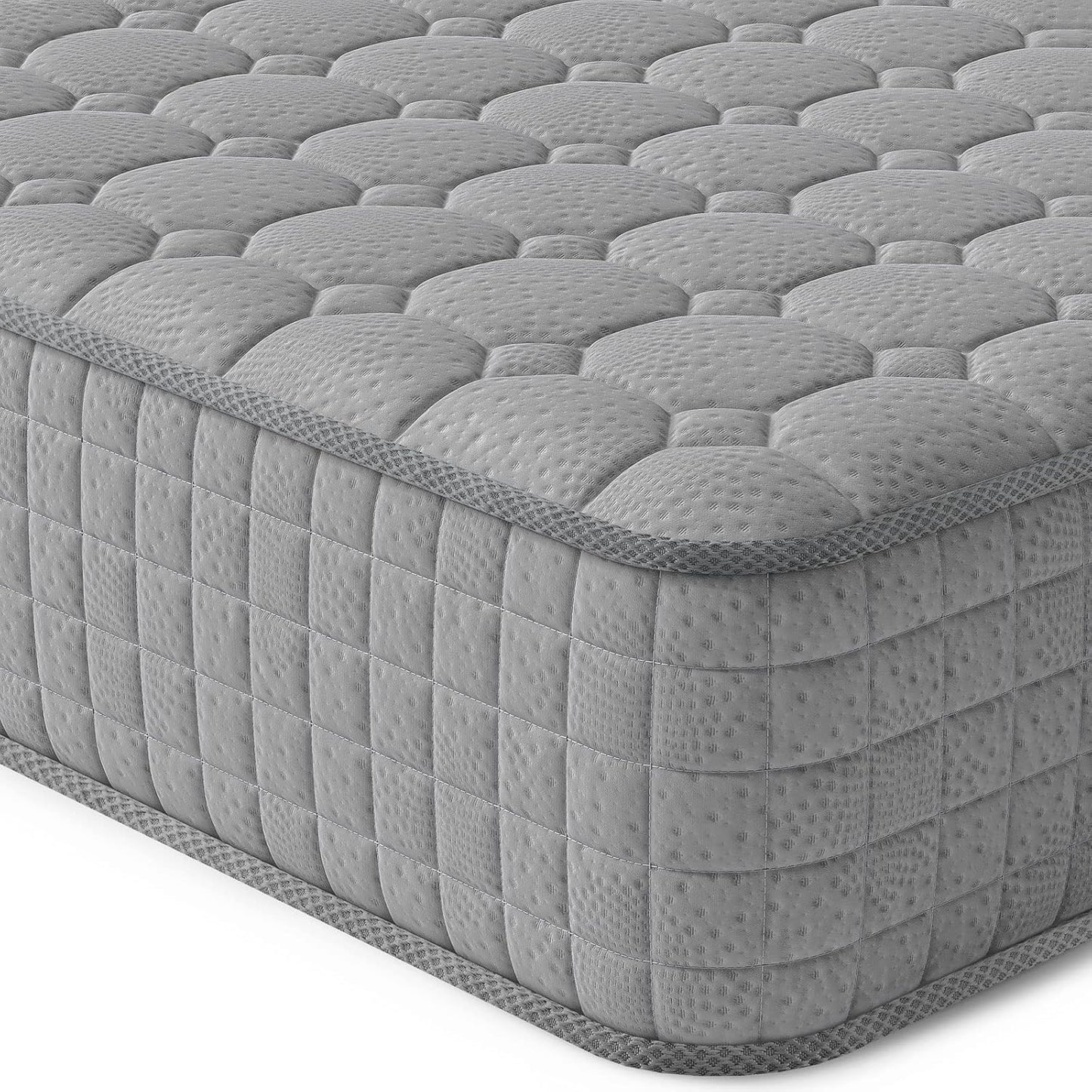 Vesgantti 8 Inch Multilayer Hybrid Twin Mattress - Multiple Sizes & Styles Available, Ergonomic Design with Memory Foam and Pocket Spring, Medium Firm Feel, Grey