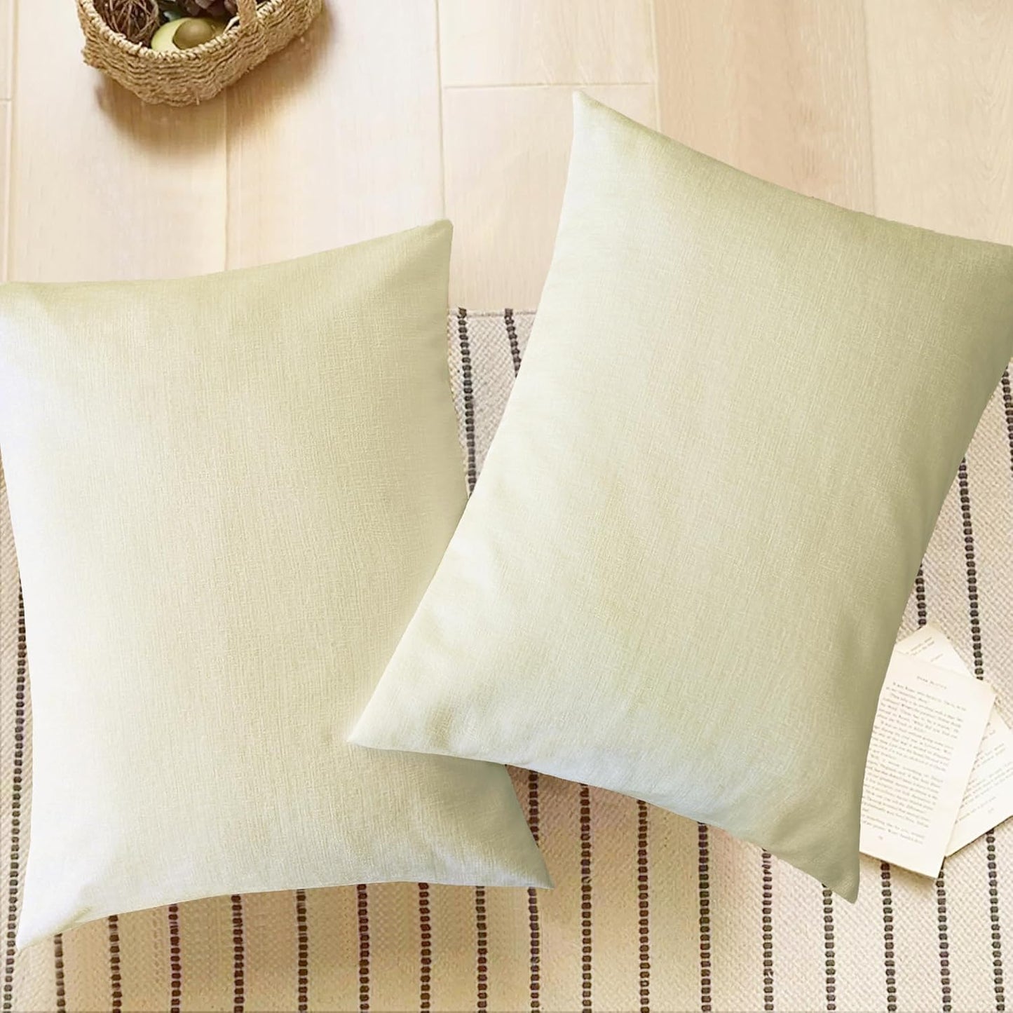 CaliTime Throw Pillow Covers Decorative 20 X 26 Inches Pack of 2 Cozy Chenille Standard Pillow Shams Cases for Couch Sofa Bed Living Room Home Beige