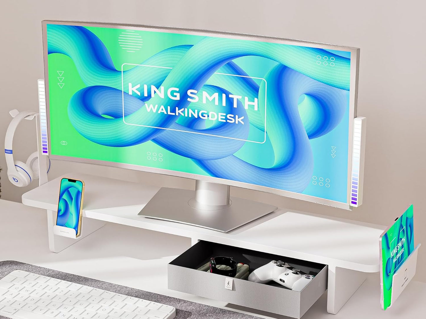 63x24 Inches Electric Standing Desk with Drawer and Monitor Stand, Height Adjustable Sit to Stand up Desk for Home Office, Ergonomic Computer Table with Phone Holder, 3 Hooks, White